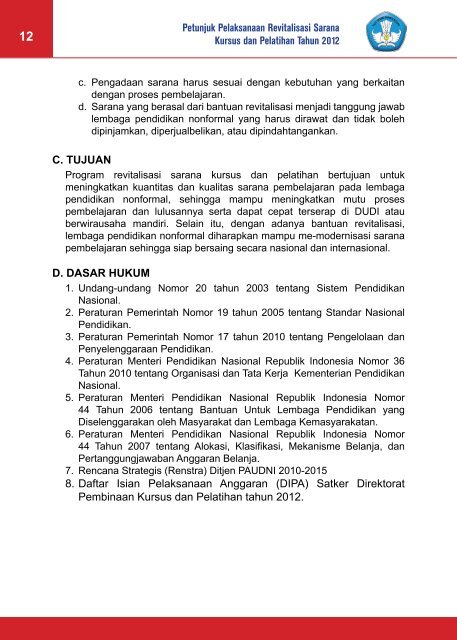 Petunjuk Teknis Revitalisasi LKP Tahun 2012