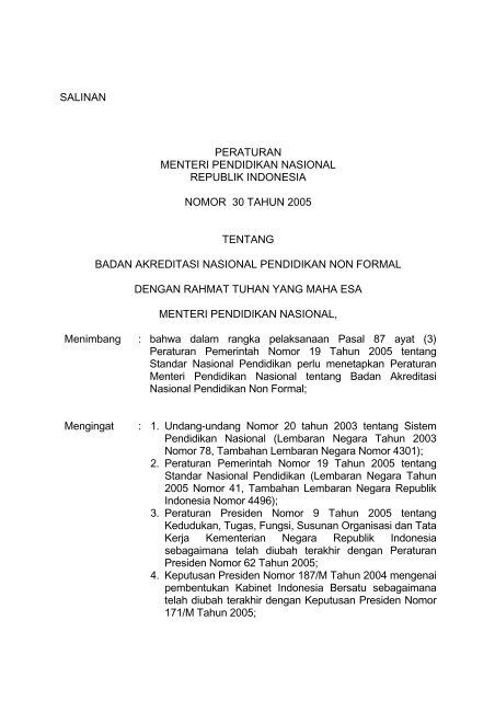 Badan Akreditasi Nasional Pendidikan Nonformal