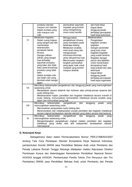 Draft SKKNI Bidang Bahasa Arab