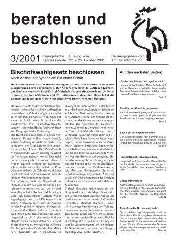 beraten und beschlossen 3/2001 - Evangelische Landeskirche in ...