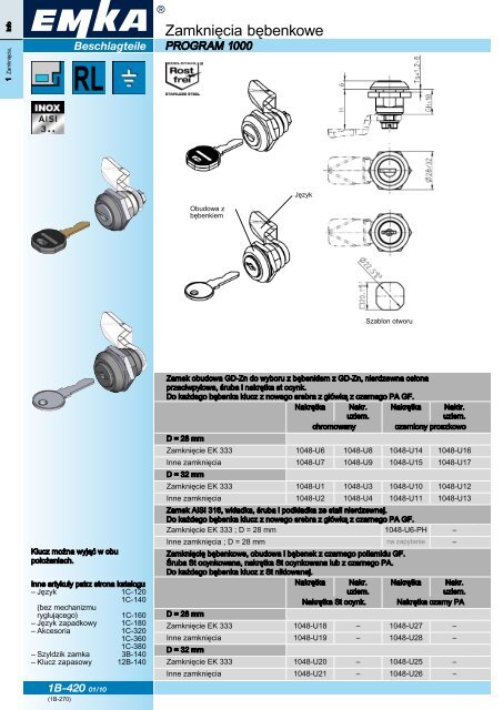 ZamkniÄcia w wersji maÅej i Åredniej, Program ...  - EMKA Beschlagteile