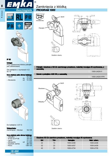 ZamkniÄcia w wersji maÅej i Åredniej, Program ...  - EMKA Beschlagteile