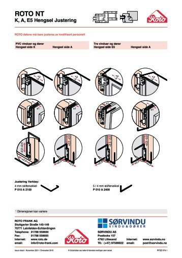 Roto NT - justering av synlige hengsler - SÃ¸rvindu
