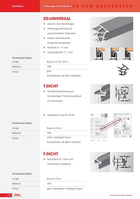 Dichtungen zum Nachrüsten | Stand 11/2012 - Athmer