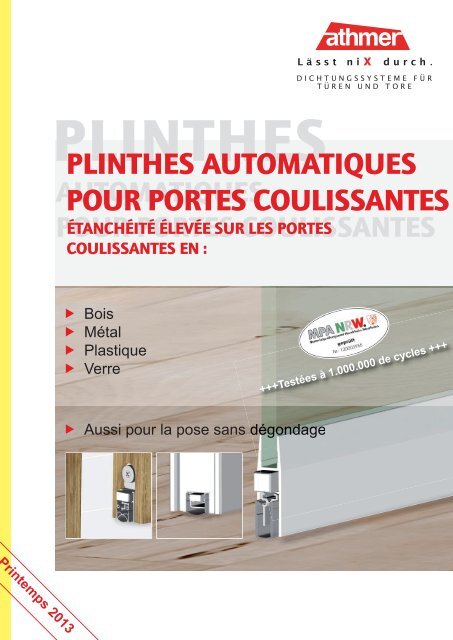 plinthes automatiques pour portes coulissantes - Athmer