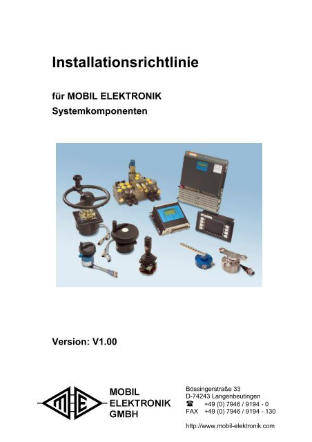 Installationsrichtlinie - Mobil Elektronik GmbH