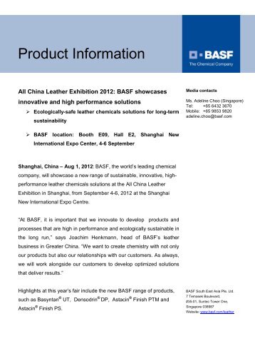 News release - Performance Chemicals - BASF.com