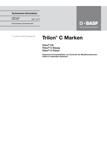 Trilon® C Marken - Performance Chemicals - BASF.com