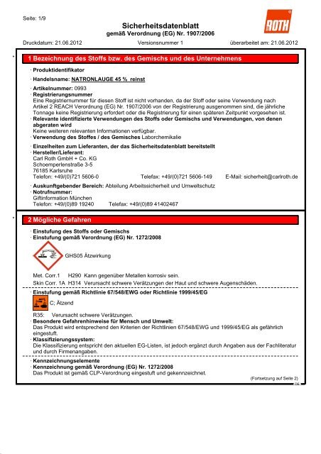 Sicherheitsdatenblatt