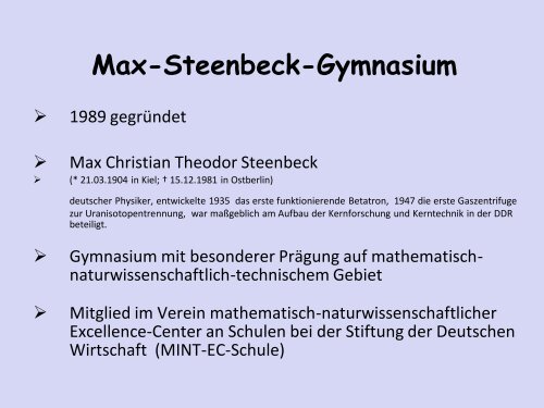 PrÃ¤sentation - Max Steenbeck Gymnasium