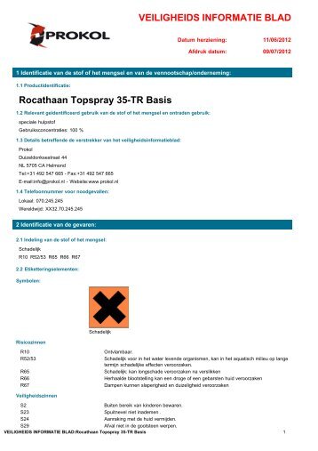 Veiligheidsblad basis - Prokol.nl