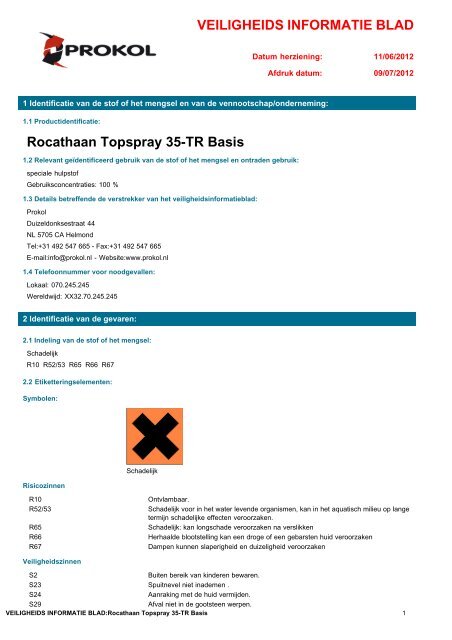 Veiligheidsblad basis - Prokol.nl