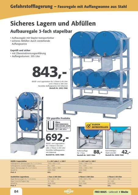 Gefahrstofflagerung – Auffangwannen aus Kunststoff