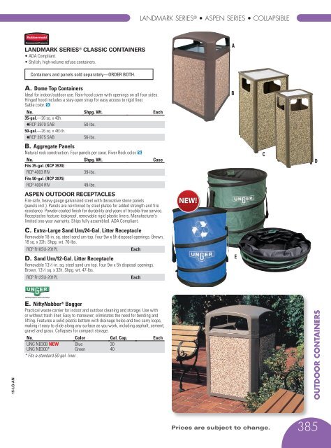 CHRISTMAN CHEMICAL CO. INC. WASTE RECEPTACLES CATALOG 2015