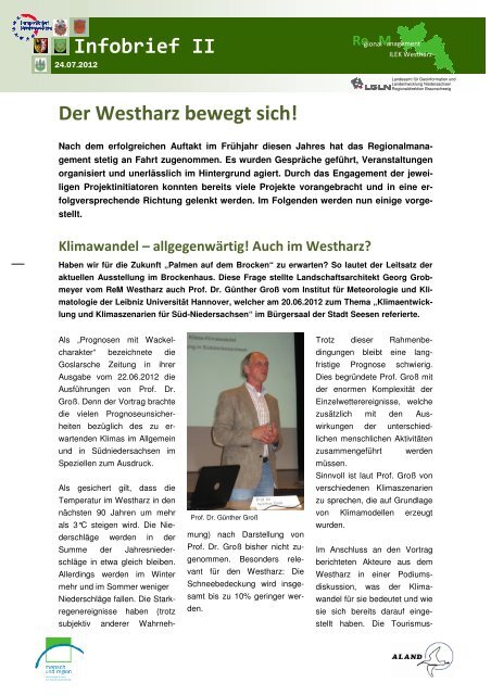 Infobrief II Der Westharz bewegt sich! - (ReM) Westharz