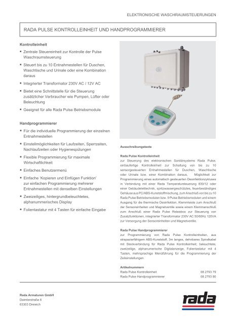 P3790_2DE Rada Pulse Control Box.indd - rada-nl.com