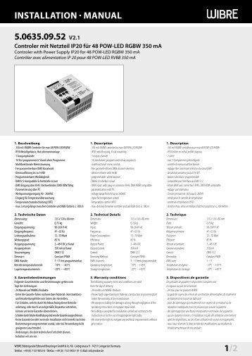 InstallatIon Â· Manual 5.0635.09.52 V2.0 1/2 - Wibre