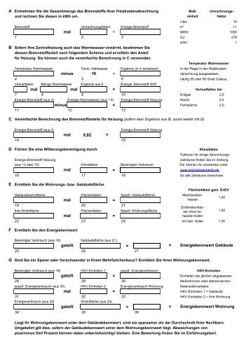 Berechnungsbogen zur Kennwertberechnung - Heizspiegel Berlin