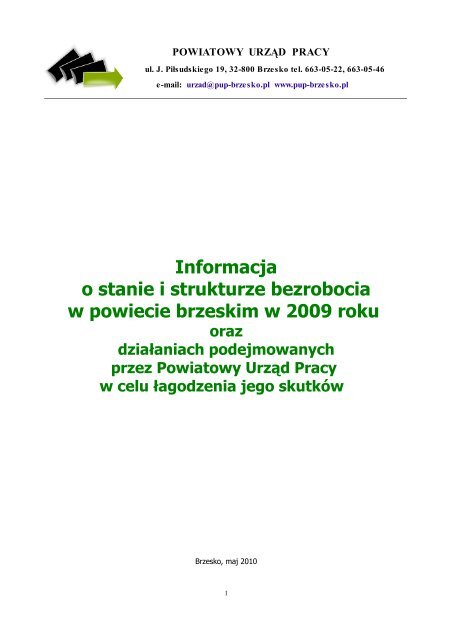 Informacja o sytuacji na rynku pracy za 2009 r. - Brzesko, UrzÄd ...