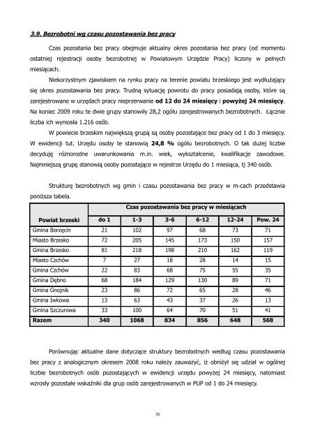 Informacja o sytuacji na rynku pracy za 2009 r. - Brzesko, UrzÄd ...