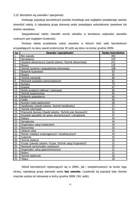 Informacja o sytuacji na rynku pracy za 2009 r. - Brzesko, UrzÄd ...