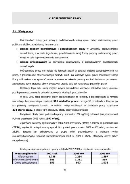 Informacja o sytuacji na rynku pracy za 2009 r. - Brzesko, UrzÄd ...