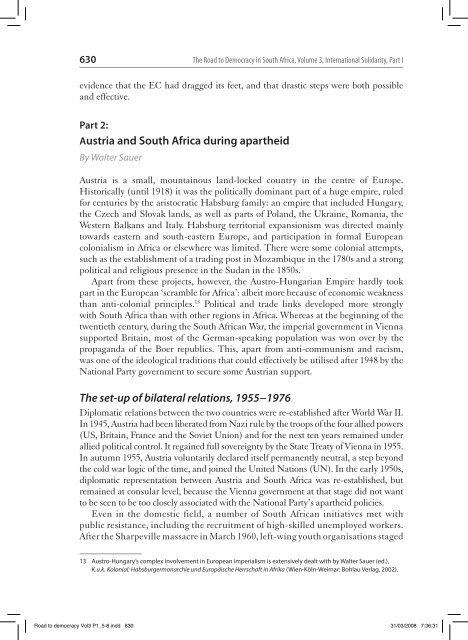 Austria and South Africa during apartheid The set-up of ... - SADOCC