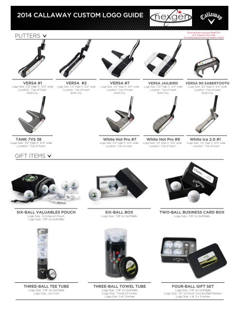 2014 CALLAWAY CUSTOM LOGO GUIDE