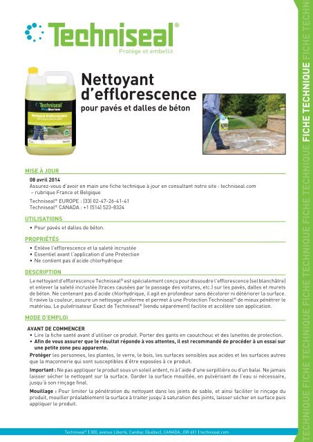 Nettoyant d'efflorescence - Techniseal