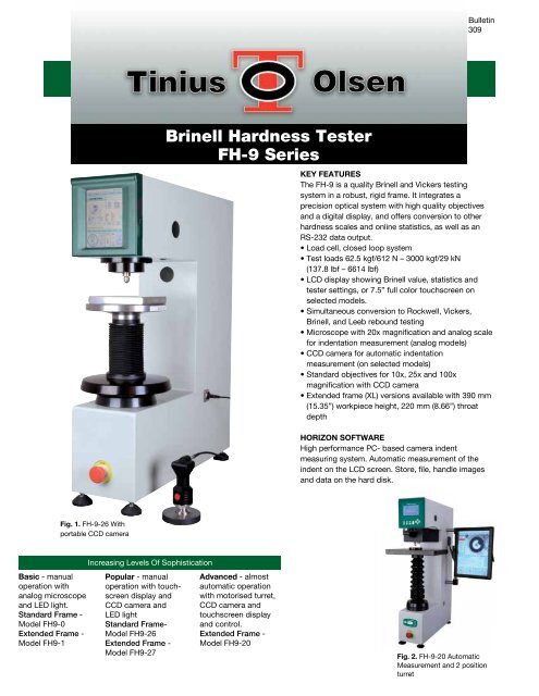 Bulletin 309 FH9 Series - Tinius Olsen