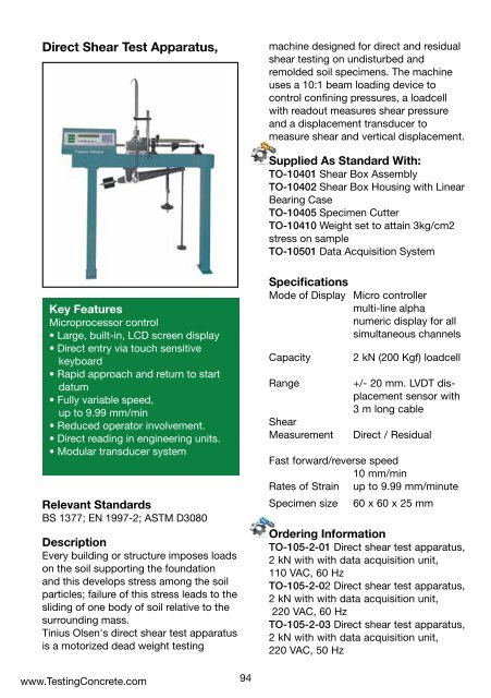 Bulletin 190 Civil Engineering Testing Equipment - Tinius Olsen