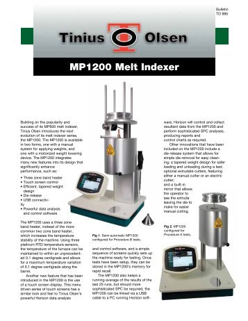 MP1200 Melt Indexer - Tinius Olsen