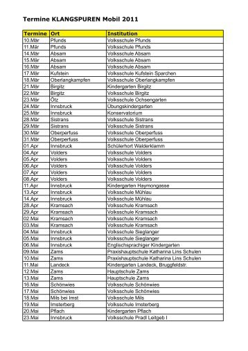 Termine Klangsuren Mobil 2011 - Klangspuren Schwaz