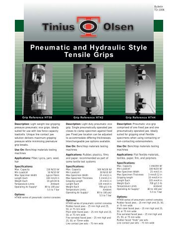 Pneumatic/Hydraulic Grips - Tinius Olsen