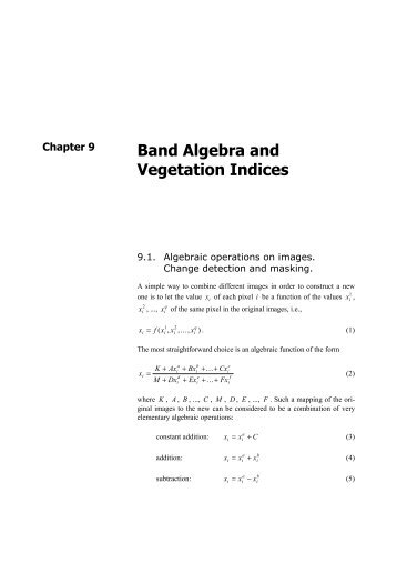 Band Algebra and Vegetation Indices