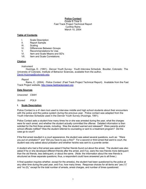 1 Police Contact Grade 8 Year 9 Fast Track Project Technical 1 Police Contact Grade 8 Year 9 Fast Track Project Technical