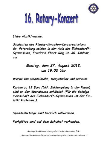 Einladung Rotary Konzert - Eichendorff-Gymnasium