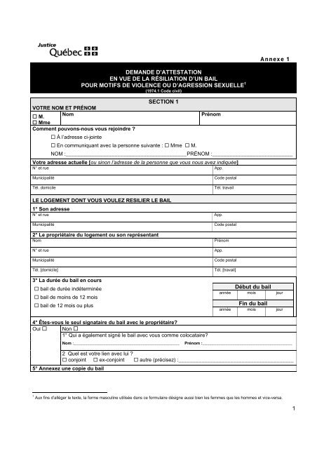 Notes explicatives Demande d'attestation en vue de la rÃ©siliation d ...