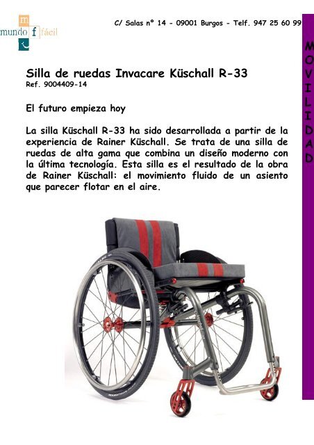 Silla de ruedas Invacare Küschall R-33 M O V I L I D A D