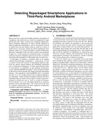 Detecting Repackaged Smartphone Applications in Third-Party ...