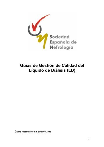 Guías de Gestión de Calidad del Líquido de Diálisis - Sociedad ...