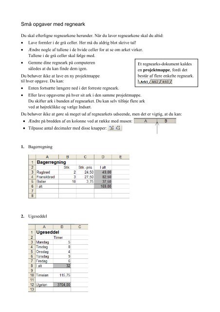 SmÃ¥ opgaver med regneark.pdf