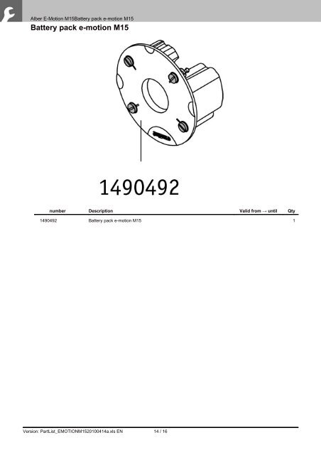 PARTS-PUBLISHER Workbench - Alber E-Motion M15 ... - Invacare