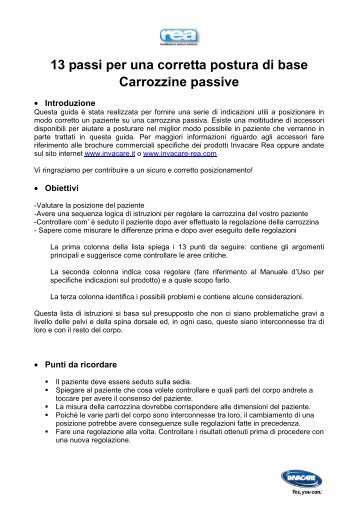 13 passi per un corretto posizionamento di base - Invacare