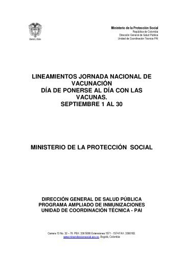 Lineamientos de la Jornada Nacional de VacunaciÃ³n