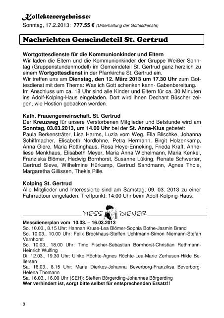 Pfarrnachrichten vom 3. MÃ¤rz 2013 - Katholische Kirchengemeinde ...
