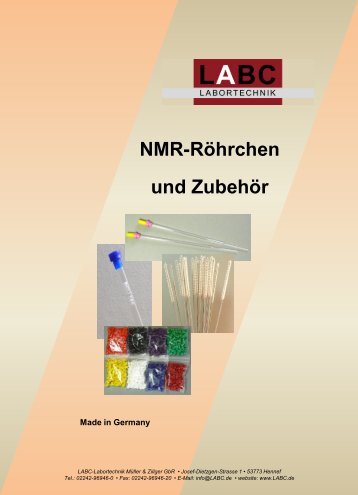 190 NMR-RÃ¶hrchen und ZubehÃ¶r - LABC Labortechnik