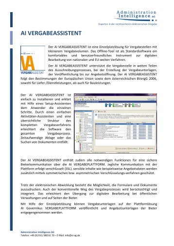 AI VERGABEASSISTENT - Administration Intelligence AG