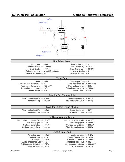 TCJ Push-Pull Calculator Cathode-Follower Totem Pole - Tube CAD ...