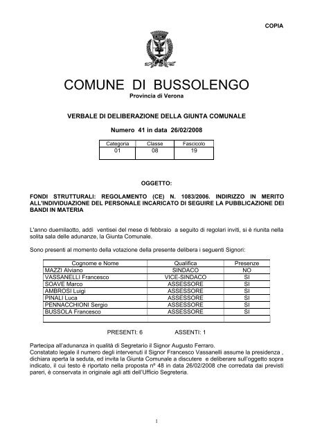 COMUNE DI BUSSOLENGO